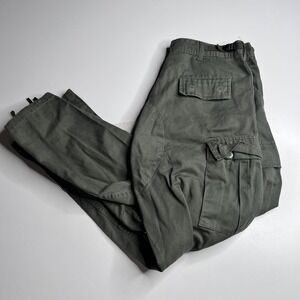 Rothco Cargo Pants Mens 35x30 Green B.D.U. Canvas Relaxed Fit Adjustable Waist